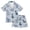 Cute Blue Dinosaurs, variant on Silky Satin Kids' Pajama Set Breathable & Smooth Unisex Button-Down Pajamas Panda and Clouds Pattern