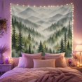 thumbnail image 2 of Misty Evergreen Forest Landscape with Layered Mountains in Background Serene Watercolor for Nature Lovers Forest Wall Art Housewarming Gift Tapestry Wall Hanging for Bedroom and Living Room, 2 of 7