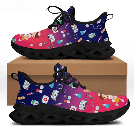 

Gradient Nurse Shoes for Women s Cartoon Premium Sketch Physio Brand Design Casual Wear-resistant Flat Sneakers 2024