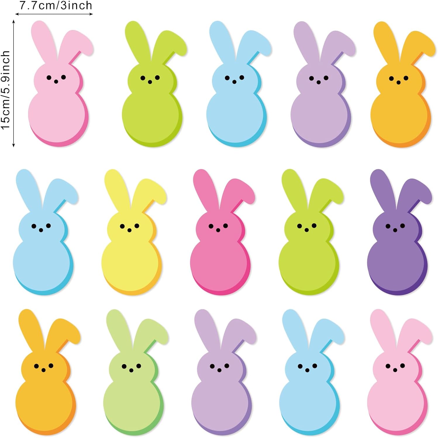 15 Pcs Easter Refrigerator Magnets Colorful Bunny Garage Magnets Cute Rabbits Magnetic Fridge Stickers for Spring Holiday Car Kitchen Metal Door Cabinets