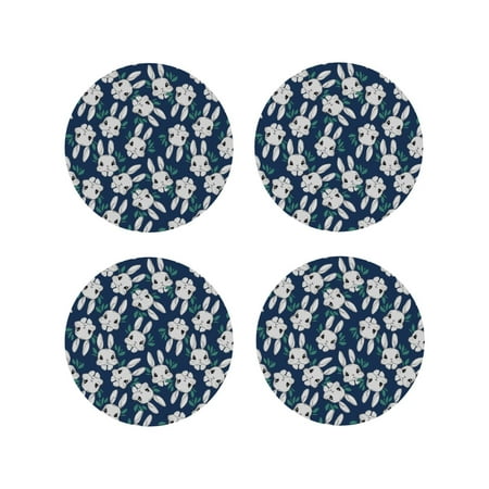 

Tideii Cute Rabbit for Leather Coasters 4 Pieces Anti-fouling and Anti-scalding Decorative Coasters Suitable for Restaurants Kitchens Coffee Shops-Round Shape
