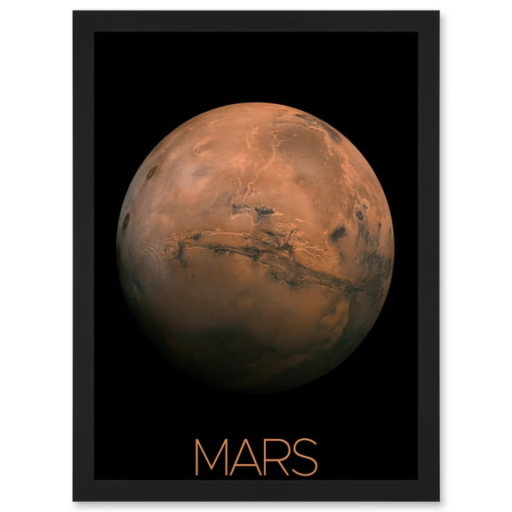 NASA Our Solar System Mars Planet Hemisphere Image Artwork Framed Wall Art Print A4