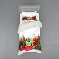 thumbnail image 1 of Ambesonne Christmas Bedding Set 3 Pcs, Closeup Noel Ornaments, Twin, Fern Green and Ruby, 1 of 3