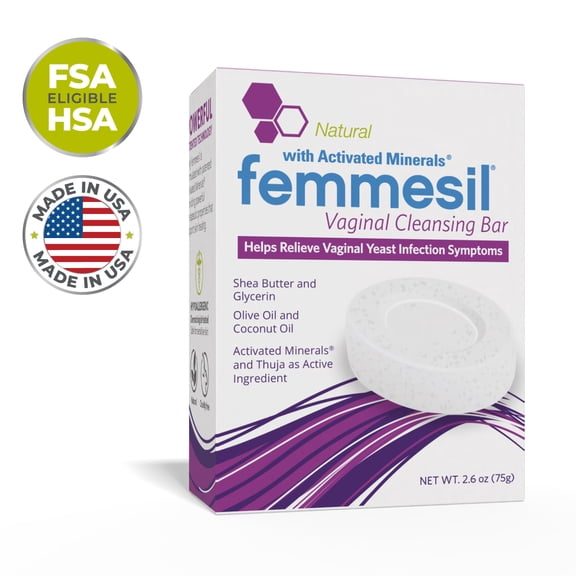 Vaginal Soap Cleansing Bar by Femmesil, Feminine Itch Relief Wash for Adult Women, 75gm Bar