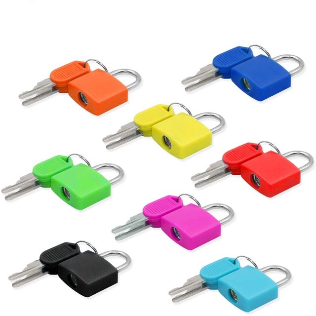 8 candados pequeños pequeños con 2 llaves, mini candado con llave, candado para taquilla, candado pequeño para maleta, cerradura con llave, seguridad para viaje, maleta, colegio, bolso para portátil brillar Electrónica