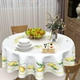 thumbnail image 3 of Kawani Summer Lemon Round Tablecloth 60 Inch Watercolor Lemon Yellow White Table Cloth Rustic Farmhouse Polyester Table Cover Decorative for Holiday Picnic Party Dining Room Home Indoor Outdoor Decor, 3 of 3