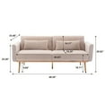 thumbnail image 7 of INCLAKE Velvet Sofa, Upholstered Accent Sofa with Metal Feet, 2 Pillows, Padded Backrest and Armrest, Futon Loveseat Sleeper Sofa for Living Room Bedroom Office, Beige, 7 of 7