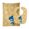 thumbnail image 2 of Shark on Beige Nautical Baby Bib and Burp Cloth, 2 of 2