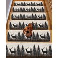 thumbnail image 2 of Stair Treads for Wooden Steps, Forest Elk Peel and Stick Stair Treads with Adhesive, Rustic Nature Tree Retro Deer Silhouette Non Slip Indoor Stairs Runner Rugs Mats for Elders Dogs 8"x30"4PCS, 2 of 7