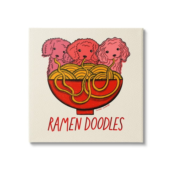 Stupell Industries Funny Ramen Doodles Animals & Insects Painting Gallery Wrapped Canvas Art Print Wall Art, 17 x 17