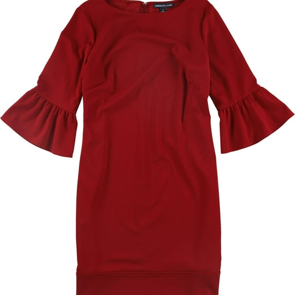 American Living Womens Crepe Bell Sleeve Sheath Dress, Red, 12
