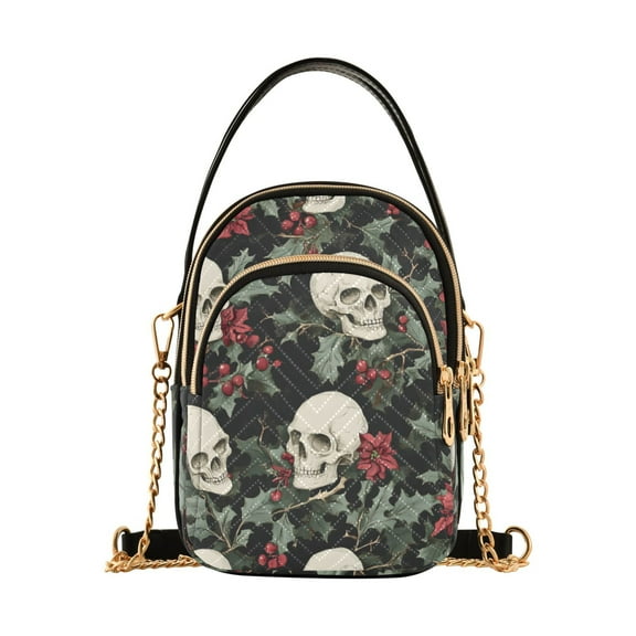 joogoo Women Skulls Cherry Chain Crossbody Bags Shoulder Handbag Phone Purse