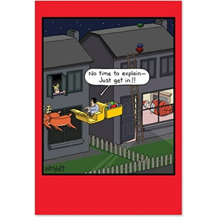 Christmas Stationery And Envelopes just get in - hilarious stealing santa christmas card with envelope (4.63 x 6.75 inch) - cartoon dad and daughter, funny xmas stationery for fathers, dads - cute holiday note card 1200 ()