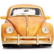 Volkswagen Beetle Weathered Yellow with Robot on Chassis and Charlie Diecast Figurine Bumblebee (2018) Movie (Transformers Series) Hollywood Rides Series 1 24 Diecast Model Car by