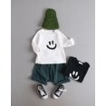 thumbnail image 4 of Baby Girls Boys Unisex Smile Face Drop Shoulder 3/4 Long Sleeve Cotton Top Tee Shirts Clothing Outfit Black 6-12 Months, 4 of 5