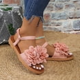 thumbnail image 4 of Rokment Women's 3D Lace Flower Flat Dress Sandals Boho Beach Summer Fashion Casual Low Heels Elastic Strap Slingback Walking Sandals for Comfortable Vacation Pink Size 9, 4 of 7