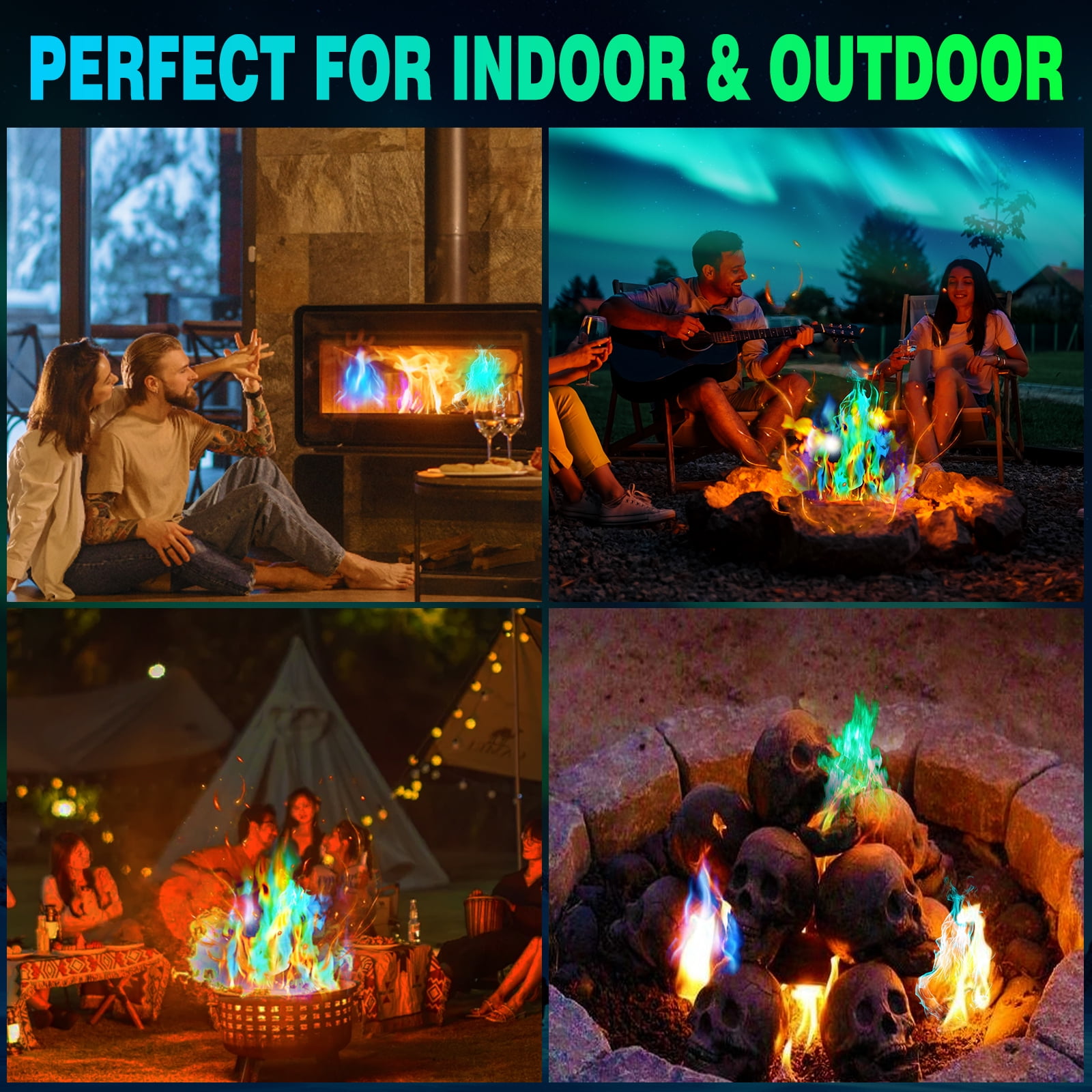 Color Changing Fire Pit Packets, 50 Pack - Magical Flames Campfire Packets for Outdoor Fire Pits, Camping & Bonfires - Long Lasting Color Flame Crystals, Camping Essentials Gift