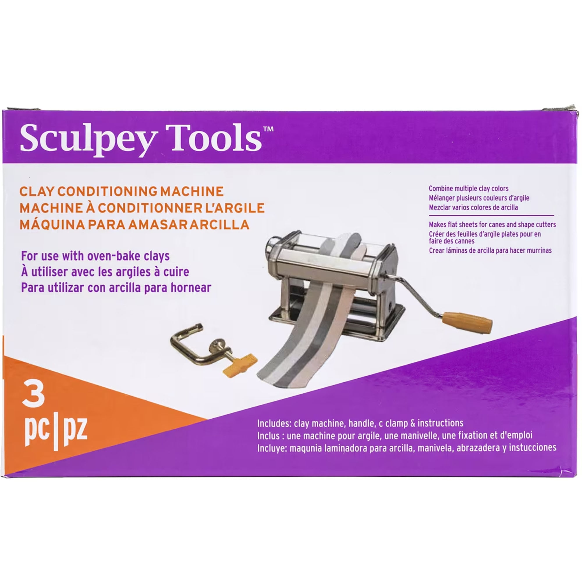 Sculpey: Clay Conditioning Machine - Pasta Machine, Clay Tool, 9 Thickness Settings, Crank Handle, stainless-steel, Arts & Crafts Supplies
