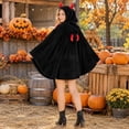 thumbnail image 5 of Wearable Halloween Blanket Hoodie Devil Bat Hooded Halloween Cape Flannel Halloween Cloak for Women Halloween Party Cozy Loungewear, 5 of 7