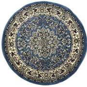 Deir Debwan Traditional Round Persian Area Rug Blue Burgundy Beige (330000 Point) Design 603 (4 Feet X 4 Feet Round)