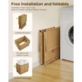 thumbnail image 2 of 65L Woven Laundry Hamper with Lid - Foldable Rattan-Style Clothes Basket with 2 Removable Liner Bags & Bamboo Handles for Sorting Dark and Light Laundry, 2 of 7