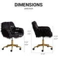 thumbnail image 3 of Wubio Fluffy Office Desk Chair, Faux Fur Modern Swivel Armchair with Wheels, Soft Comfy Fuzzy Elegant Accent Makeup Vanity Chairs for Women Girls, Home Living Dressing Room Bedroom, Black, 3 of 9