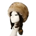thumbnail image 2 of Naierhg Ladies Winter Hat Soft Thick Faux Fur Decor Heat Retention Cossack Style Windproof Anti-slip Elastic Flat Top No Brim Washable Outdoor Cap, 2 of 8