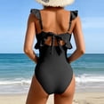 thumbnail image 5 of QUNYINEY Ruffle One Piece Swimsuits for Women Tummy Control Black Spaghetti Straps High Waisted Swimwear V Neck Monokini Women Swimwear, 5 of 7
