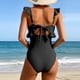 thumbnail image 4 of Trajes de Baño de Corte Alto para Mujeres de Color Sólido con Cojín de Pecho, sin Soporte de Acero Traje de Baño Dividido con Cordón Suelto, Cintura Alta, 4 of 7