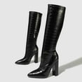 thumbnail image 4 of Dakaela Womens Knee High Boots Chunky Heel Fashion Dressy Winter Shoes Leather Pull on Tall Long Boot, 4 of 8