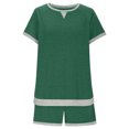 thumbnail image 4 of LOVZFMLL Ensembles Deux Pièces pour Femmes Pyjamas à Manches Courtes Col Rond et Shorts Ensembles de Course avec Poches Vert G, 4 of 7