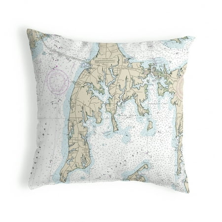 Betsy Drake NC12270OKI Kent Island MD Nautical Map Noncorded Indoor & Outdoor Pillow - 18 x 18 in.