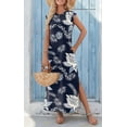 thumbnail image 3 of Vestido largo Zeagoo Summer para mujer Cruise con bolsillos negros con estampado floral, 3 of 7