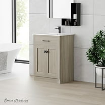 Burdon 24" Freestanding Bathroom Vanity in Weathered Oak with Sink Top