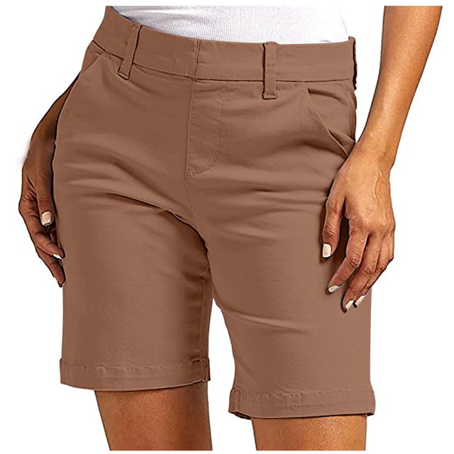 zbxnLI Shorts Bermuda pour Femmes Été Décontracté Taille Haute Jambe Droite Randonnée Voyage avec Poches