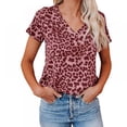 thumbnail image 1 of Monfince Women's Casual Tops Short Sleeve V-Neck Leopard Print Shirts Loose Blouse Basic Tee T-Shirt, 1 of 5