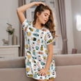 thumbnail image 3 of Pofeuu Colorful Insects Print Women's Loose Fit Short Sleeve Nightgown, Comfortable Sleep Dress for Women, Casual Lounge Sleepwear, Soft Cotton Sleep Dress, 3 of 6