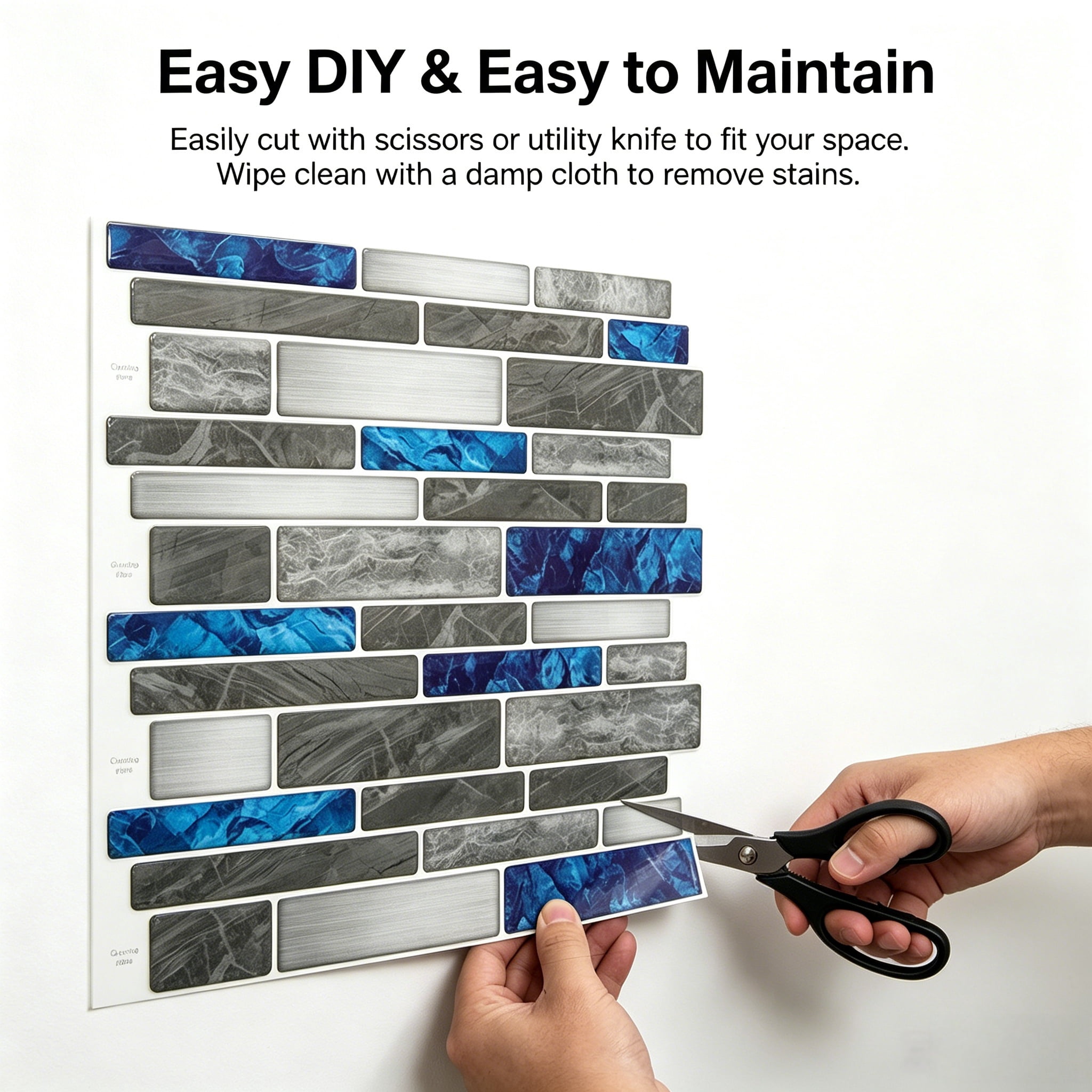Yeslife 10-Sheets Premium Self-Adhesive Marble Backsplash Tiles, 12" x 12" Peel-and-Stick Wall Tile for Kitchen Bathroom Fireplace, 3D Gel Thickened, No Grout No Glue