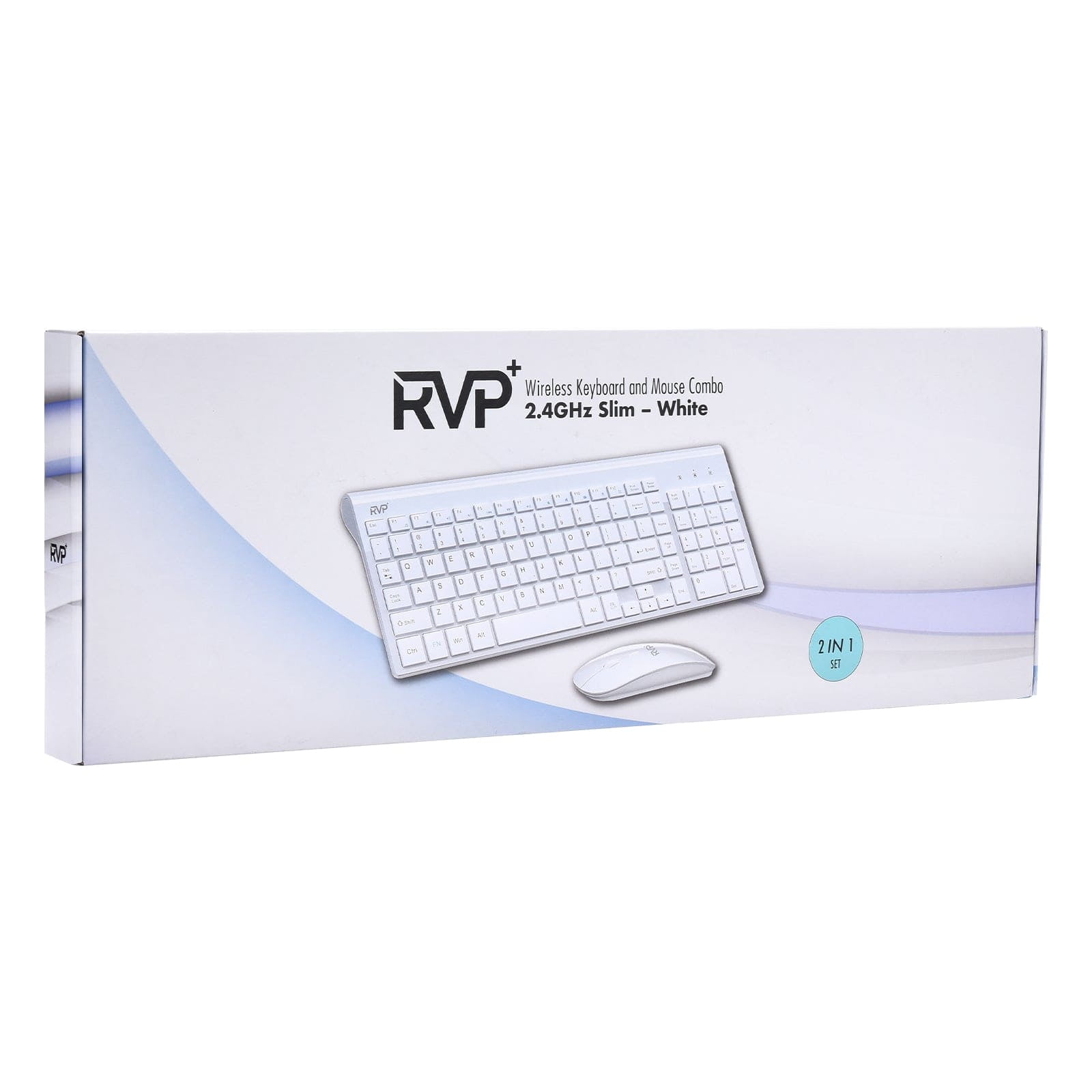 RVP+ Wireless Keyboard and Mouse Ultra Slim Combo, 2.4GHz Cordless USB Mouse and Keyboard PC Laptop Computer - White (RVP-KM100-W)