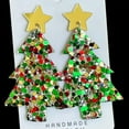 thumbnail image 3 of Sequins Glitter Acrylic Christmas Tree and Star Earrings Confetti Party Jewelry, 3 of 9
