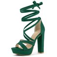 thumbnail image 1 of BLISSFUL STEP Women's Lace Up Platform Chunky High Heel Sandals, 1 of 6