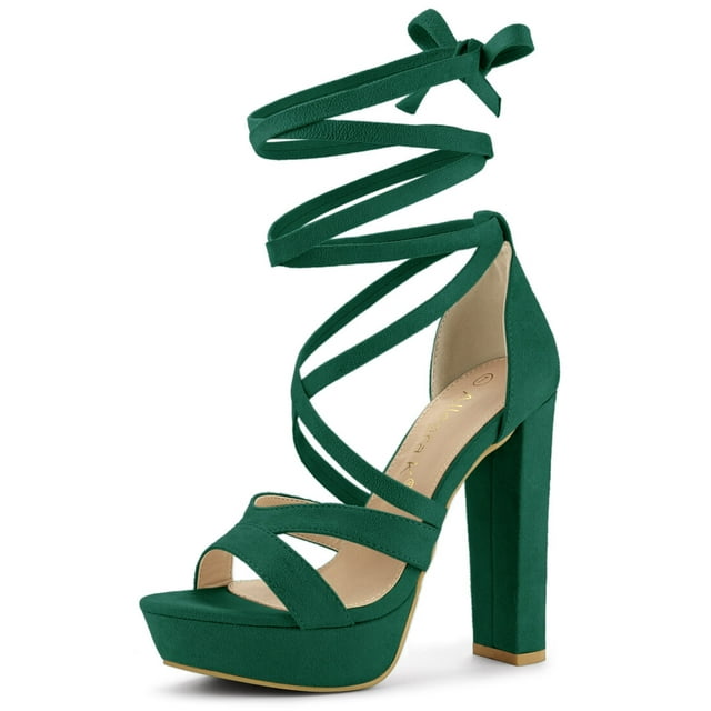BLISSFUL STEP Sandales à Talons Hauts Épais à Plateforme à Lacets pour Femmes