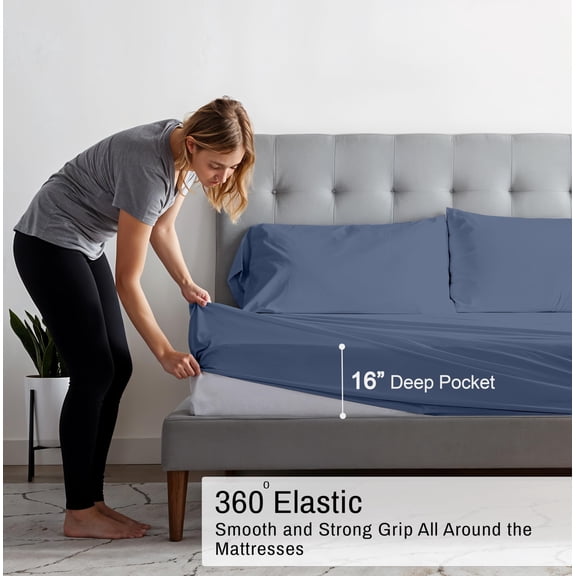 RUVANTI 100% Organic Cotton Sheets - Queen Sheet Set - 4 Piece Percale Weave Bedding, Crisp, Cooling & Breathable, Soft & Durable, 16" Deep Pocket, Hotel Quality Sábanas - Wild Wind