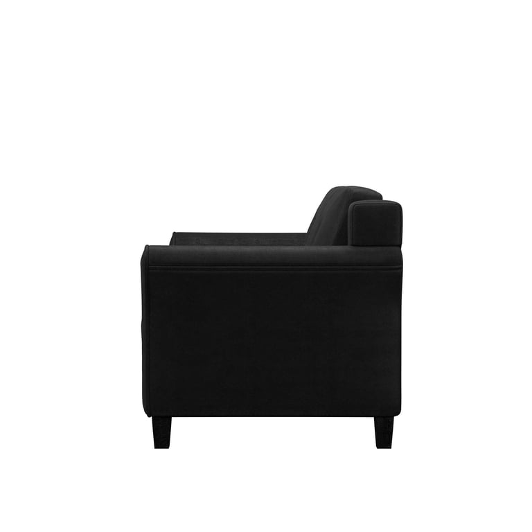 Lifestyle Solutions Taryn Curved Arm Loveseat, Black Fabric