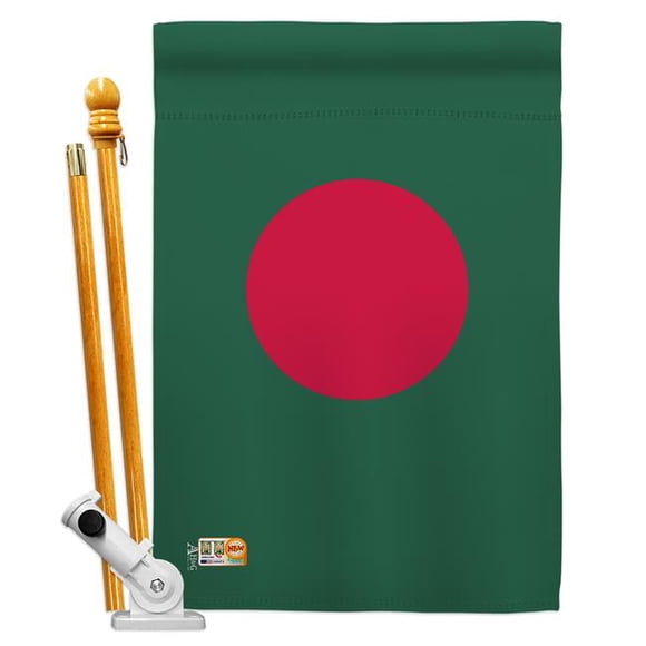 AA-CY-HS-140022-IP-BO-D-US18-AG 28 x 40 in. Bangladesh Flags of the World Nationality Impressions Decorative Vertical Double Sided House Flag Set & Pole Bracket Hardware Flag Set