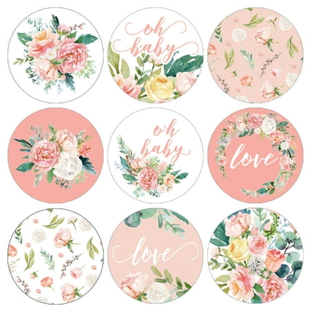 Floral Baby Shower Favor Stickers 198ct Pink Girl Garden Party