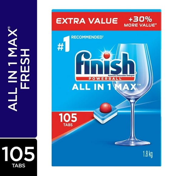 Finish Power Ball All In 1 Max Dishwasher Detergent Pods, 105 Tabs Detergent Pods 105ct