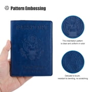 Passport Holder Travel Wallet Blocking Case Cover, Premium PU Leather, Slim ID Card Holder (Blue)
