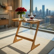 GVN Sofa Table, Side Table, Sofa Side Table,Bamboo Z-Shaped Spacious Sofa Side Table with Space-Saving Tabletop-Natural