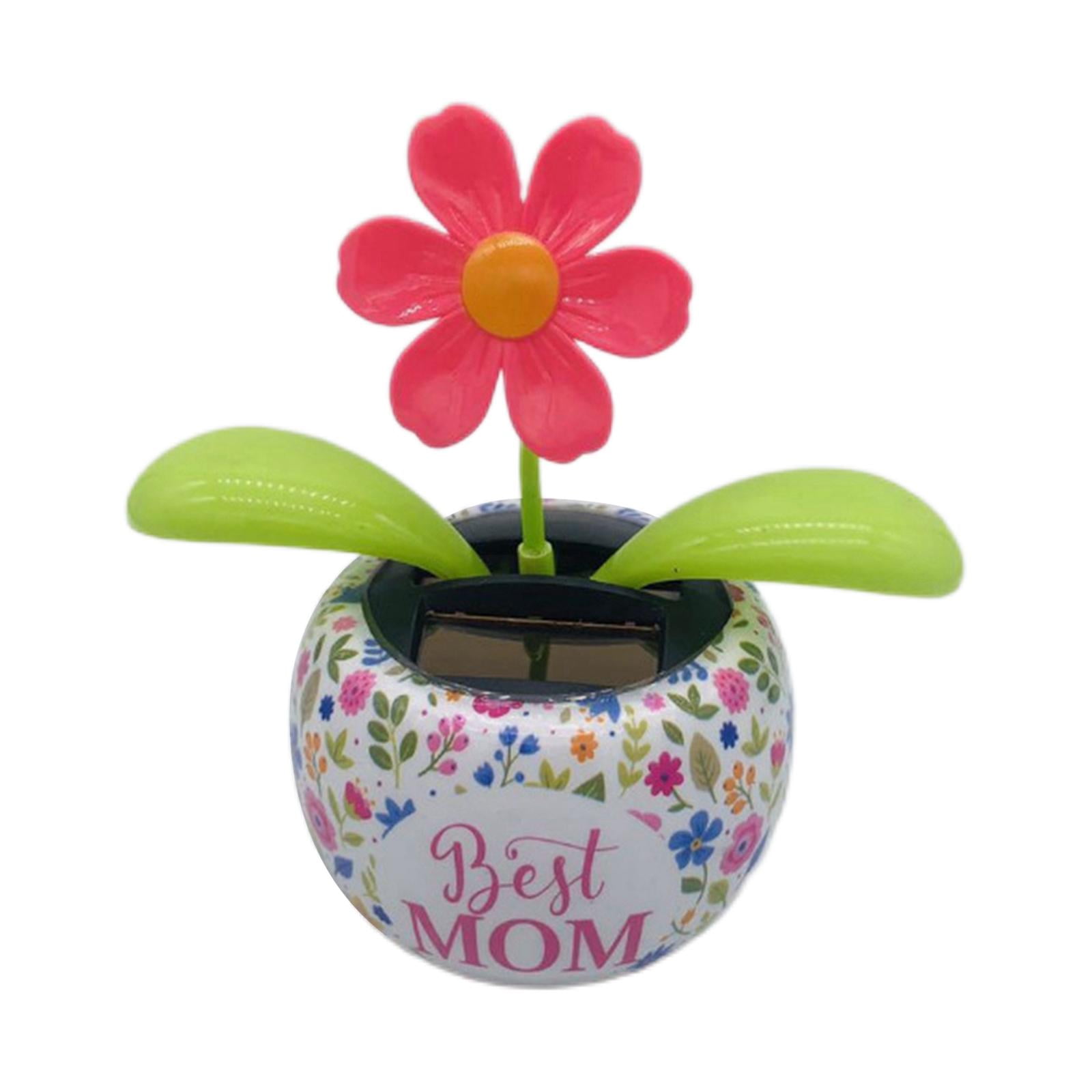 Solar Dancing Flowers Dancing Figurines for Car Dashboard Decor Window , Red Flower